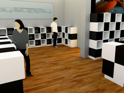 render grafico allestimento negozio